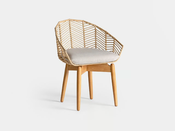 PLISSÉ RATTAN - Rattan and mahogany chair with integrated cushion by Vical Home - view 3